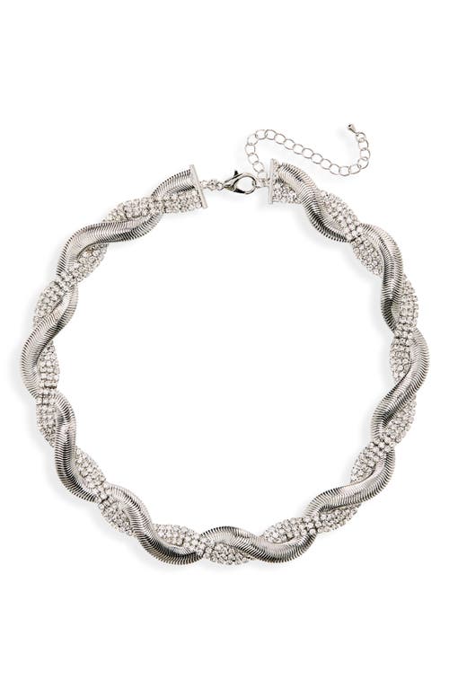 Shop Nordstrom Rack Crystal & Snake Chain Twisted Necklace In Clear- Rhodium