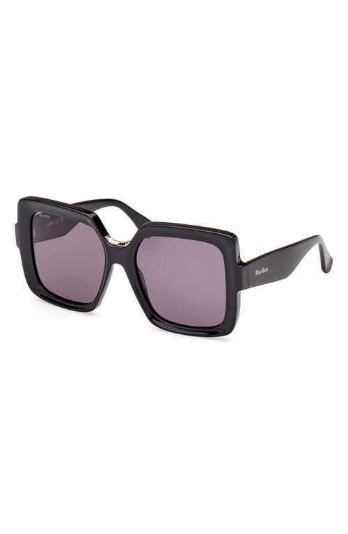 Shop Max Mara Ernest 56mm Square Sunglasses In Shiny Black/smoke