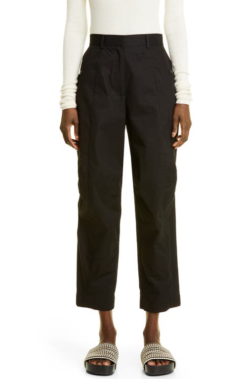 High Waist Patch Pocket Cotton Crop Pants in Black