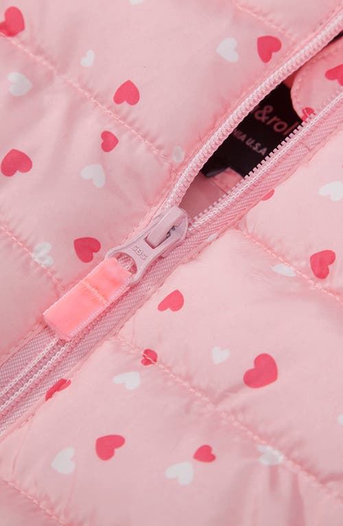 Rokka&rolla Toddler Lightweight Puffer Jacket In Pink Hearts