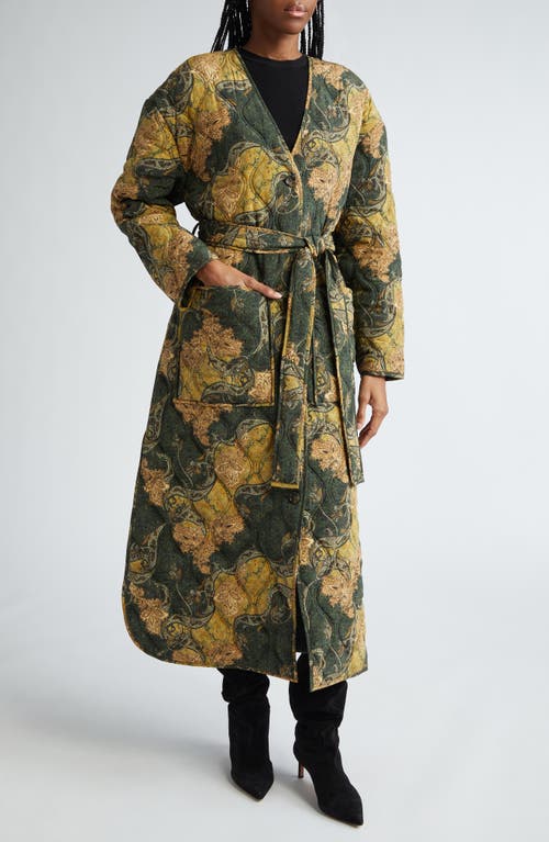 Shop Ulla Johnson Theo Quilted Silk Coat In Alpine