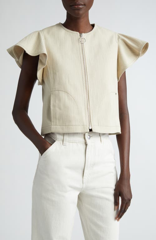 Akris punto Crop Short Sleeve Stretch Cotton Jacket Cashew at Nordstrom,