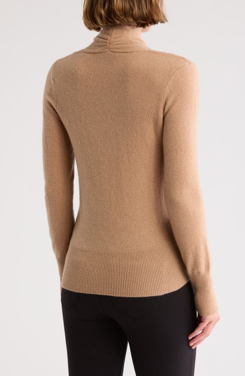 Sofia Cashmere Cashmere Faux Wrap Sweater In Camel