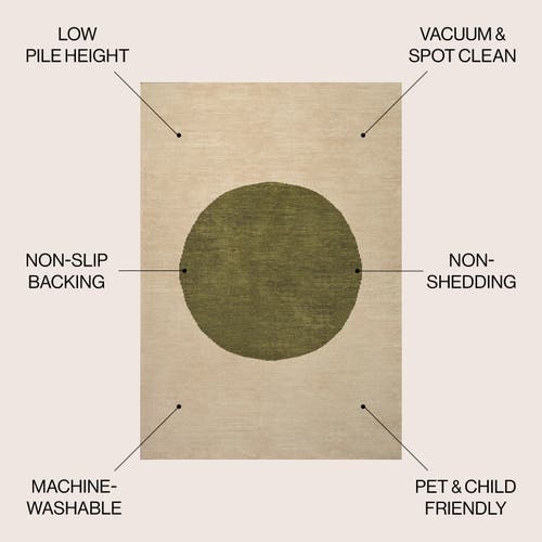 Jonathan Y Cirkel Minimalist Geometric Dot Machine-washable Area Rug In Cream/green