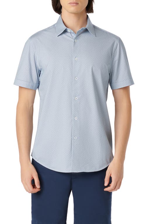 Bugatchi Miles OoohCotton Short Sleeve Button-Up Shirt Mint at Nordstrom,