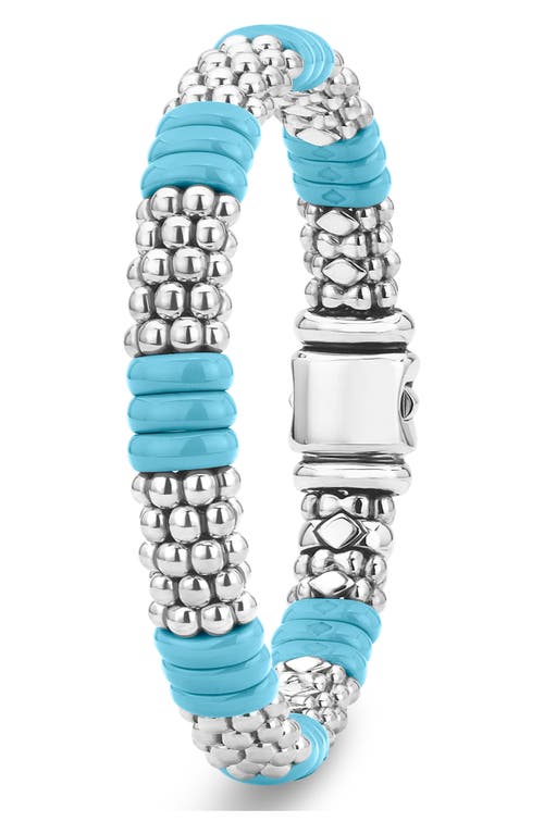 Shop Lagos Blue Caviar Ceramic Rope Bracelet In Silver/blue