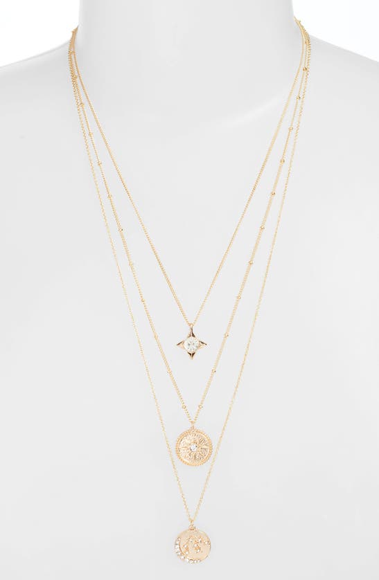 Shop Knotty Astrological Charm Layered Necklace In Gold