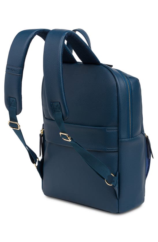 Shop Swissgear 9901 Faux Leather Laptop Backpack In Navy