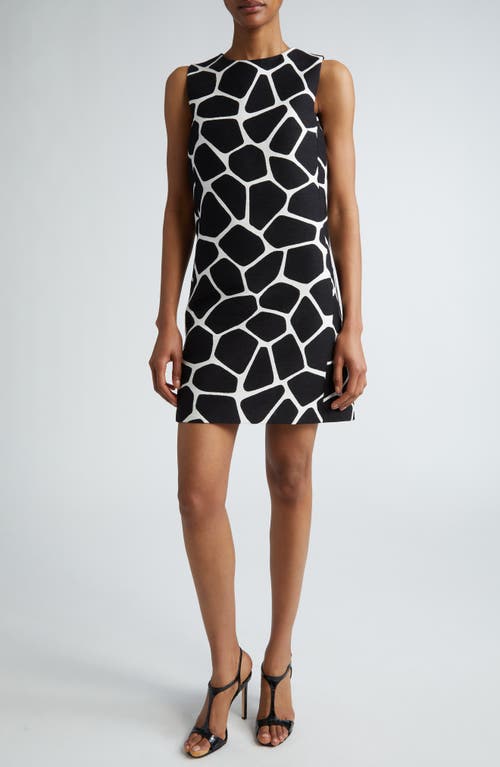 Michael Kors Collection Giraffe Cotton & Silk Jacquard Shift Dress Optic White/Black at Nordstrom,