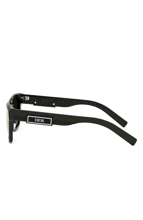 Dior B23 S1i 53mm Rectangular Sunglasses In Dark Green/green Mirror