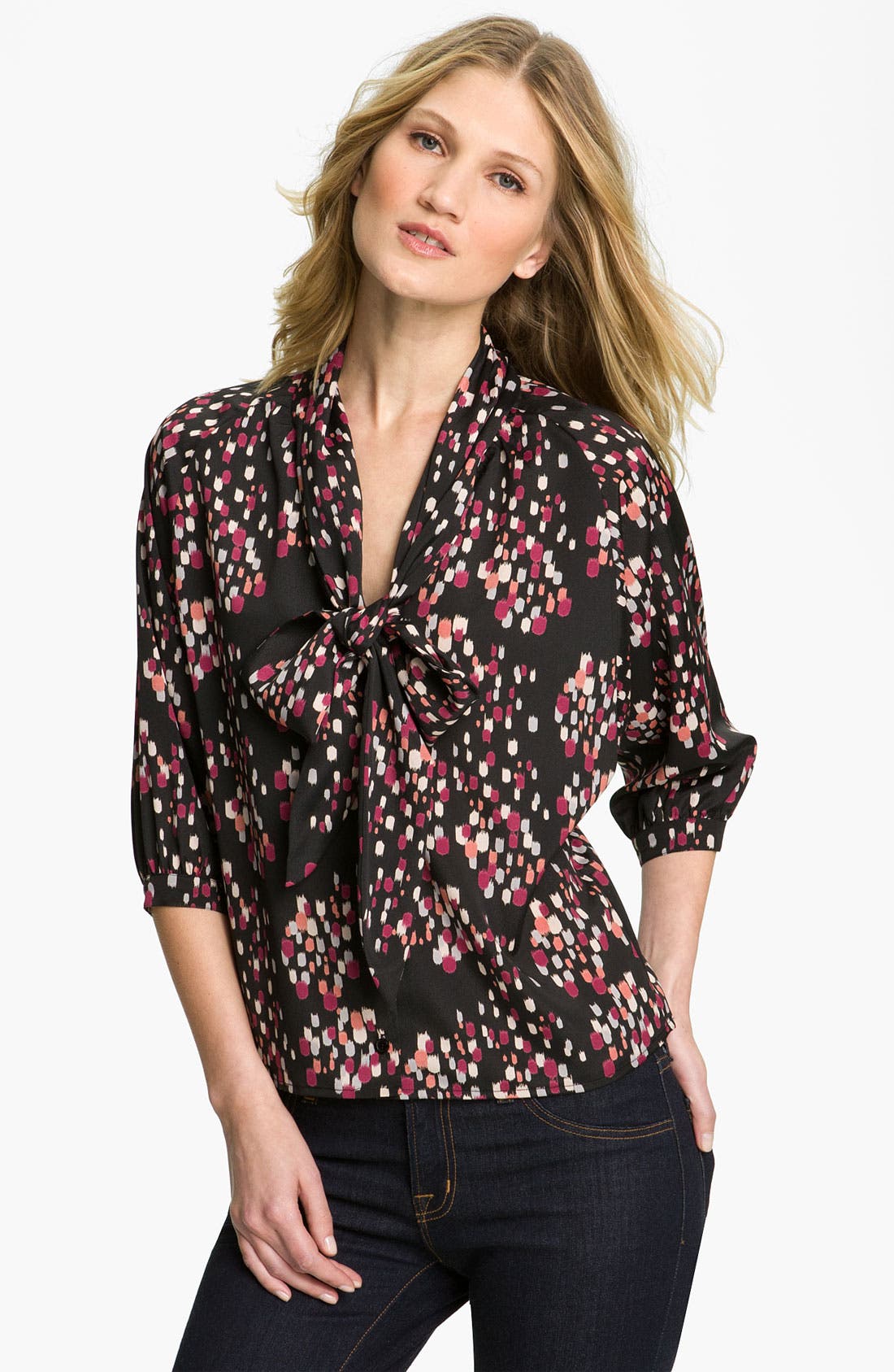 Collective Concepts Print Tie Neck Blouse Petite Nordstrom
