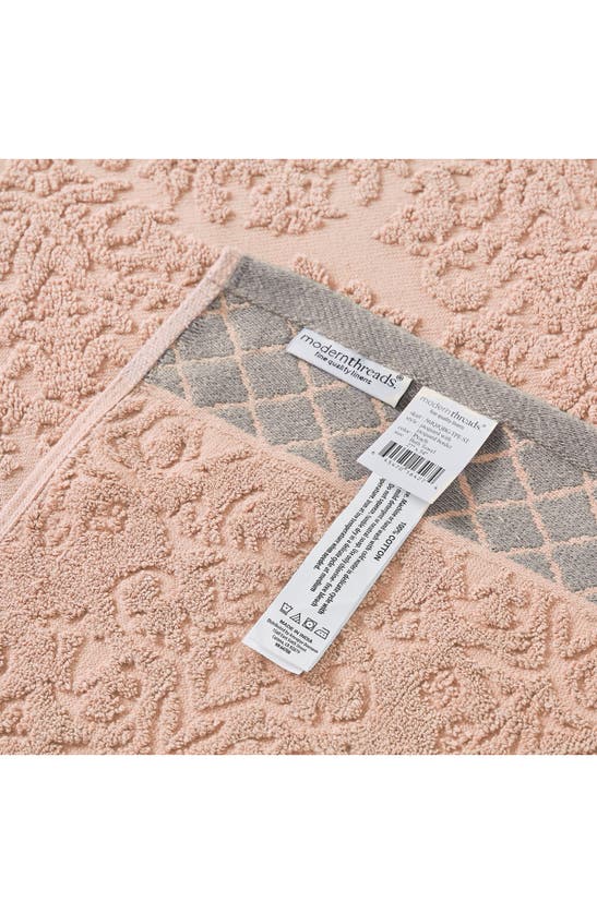 Modern Threads Embellished Border Damask Jacquard Towel 6-piece Set In Peach