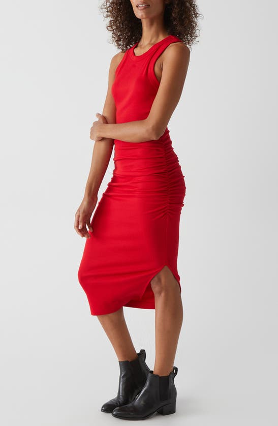Shop Michael Stars Wren Side Slit Sleeveless Body-con Midi Dress In Cardinal