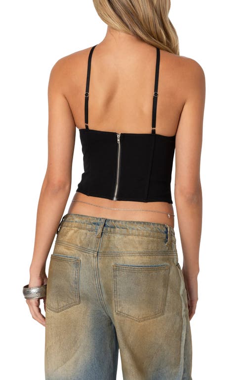 Shop Edikted Lou Crossover Strap Corset Camisole In Black