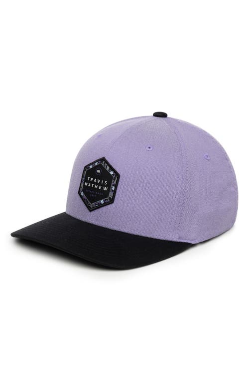 TravisMathew Logo Patch Fitted Baseball Cap in Heather Imperial