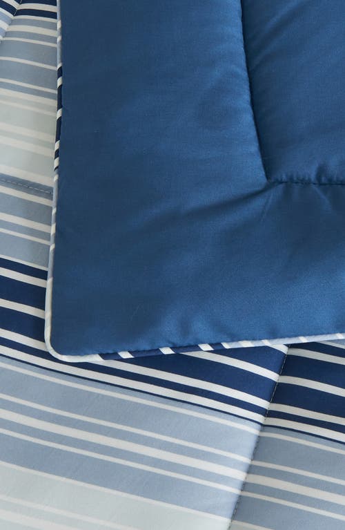 Woven & Weft Reversible Print Comforter Set In Blue Gradient Stripe Print