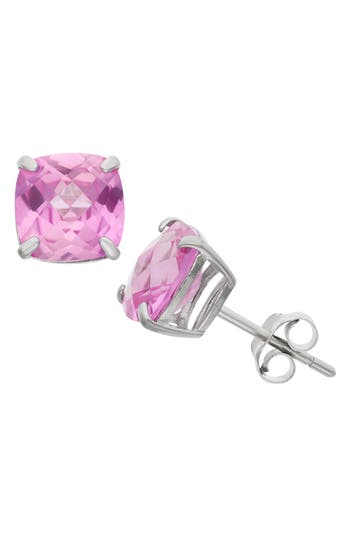 FUZION CREATIONS FUZION CREATIONS CUSHION-CUT STONE STUD EARRINGS 