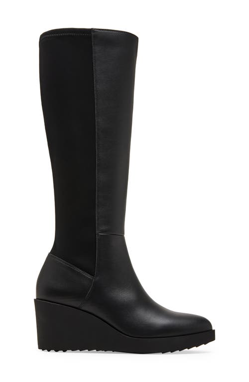 Shop Blondo Monique Waterproof Wedge Boot In Black Leather/stretch