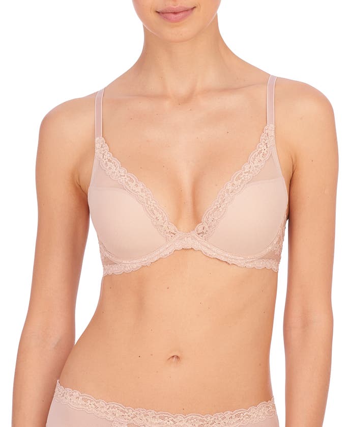 Shop Natori Feathers Luxe Plunge T-shirt Bra In Lt. Mocha