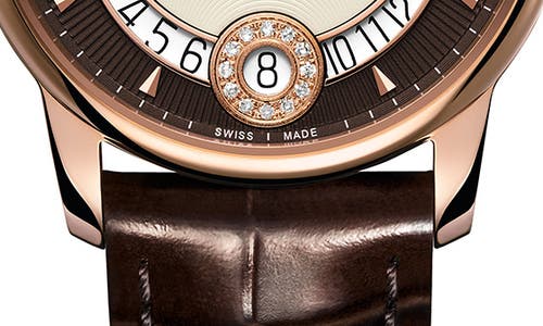 Shop Mido Baroncelli Automatic Diamond Leather Strap Watch, 33mm In Brown/rose Gold