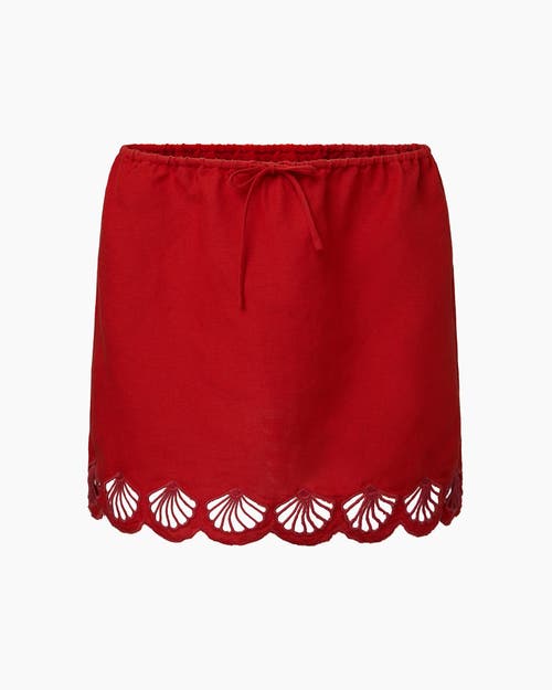 Onia Air Linen-blend Scallop Mini Skirt In Dark Red