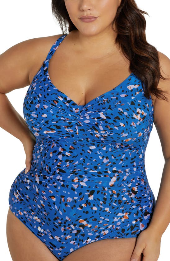 Shop Artesands Jacqua Monet Underwire One-piece Swimsuit In Blue