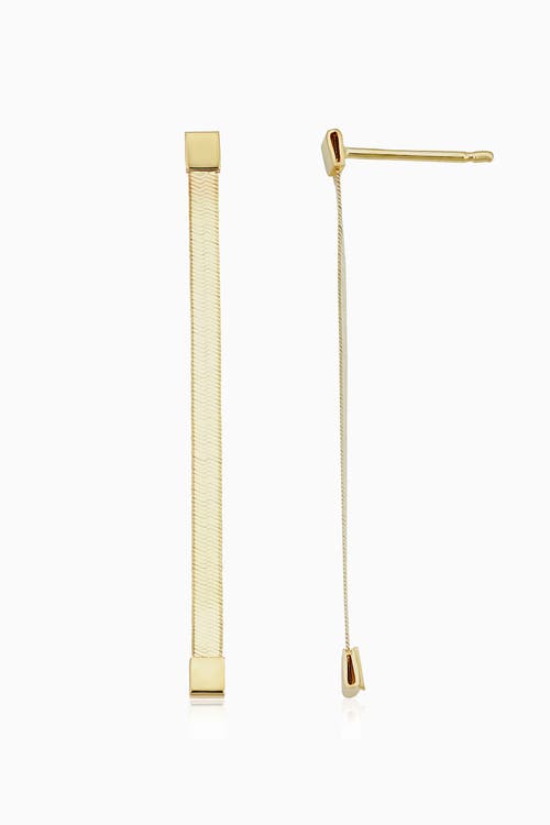 ORADINA ORADINA 14K YELLOW GOLD PARK AVENUE HERRINGBONE DROP EARRINGS 