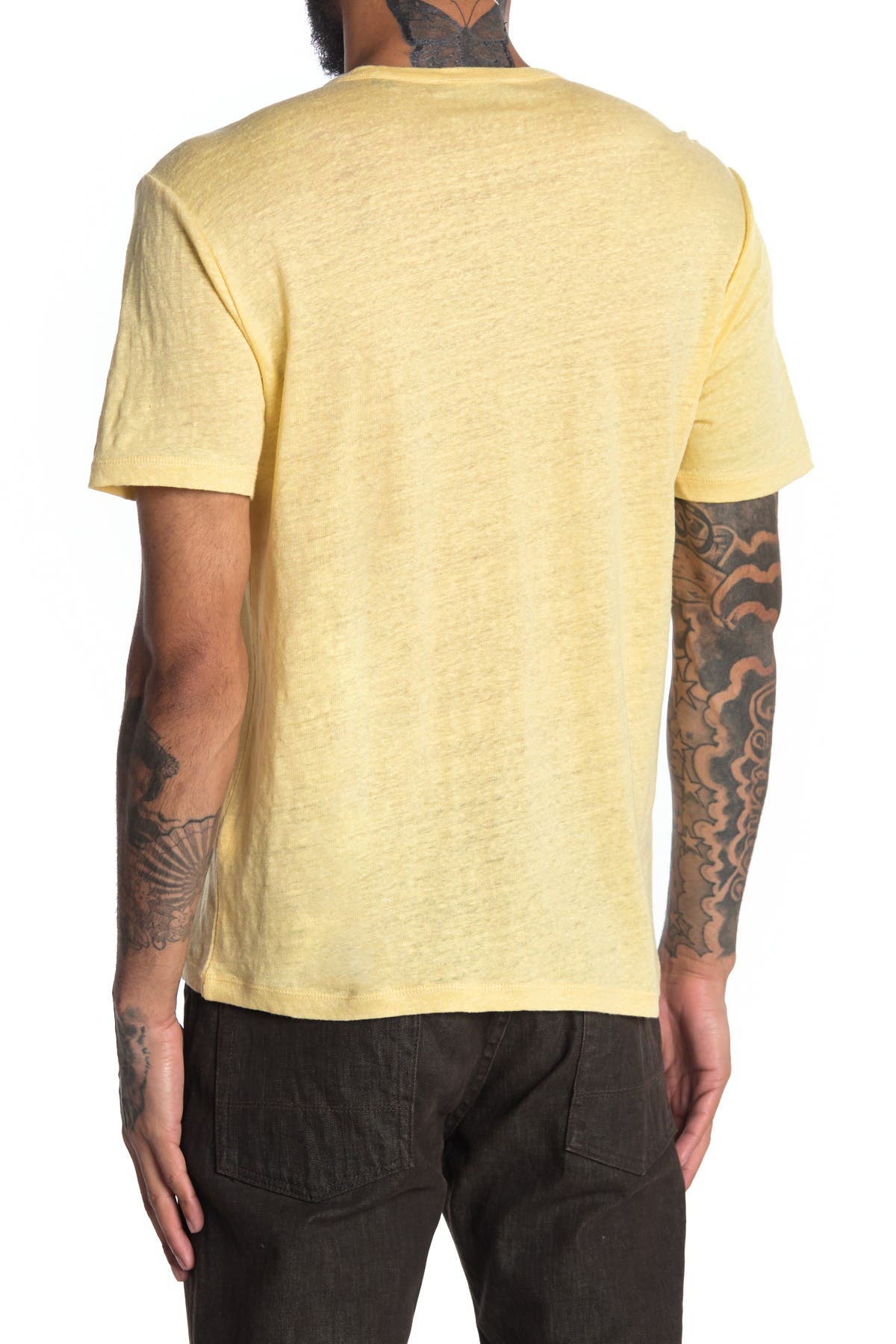 Vince Linen Crew Neck T-shirt In Open Yellow10