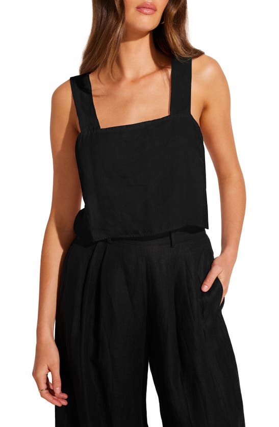 Shop Vitamin A Tallows Crop Linen Cover-up Top In Black Eco Linen