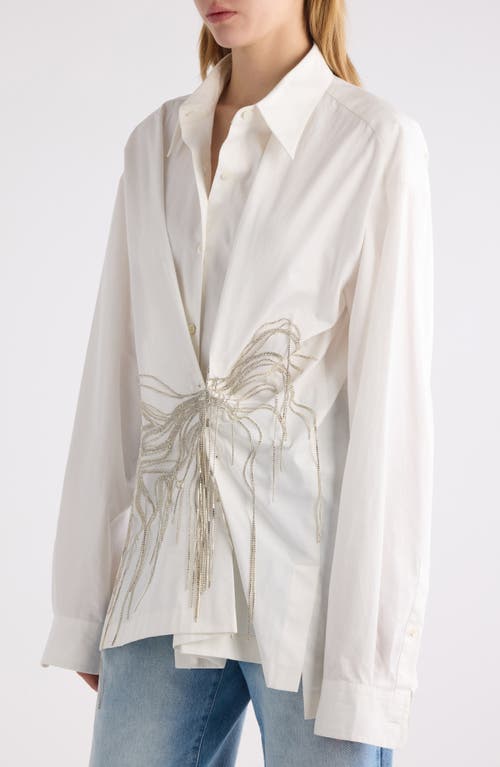 Shop Dries Van Noten Clicks Embellished Cotton Button-up Shirt In White