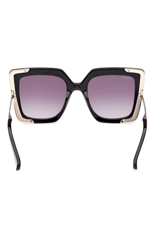 Max Mara Design 52mm Cat Eye Sunglasses In Shiny Black/gradient Smoke