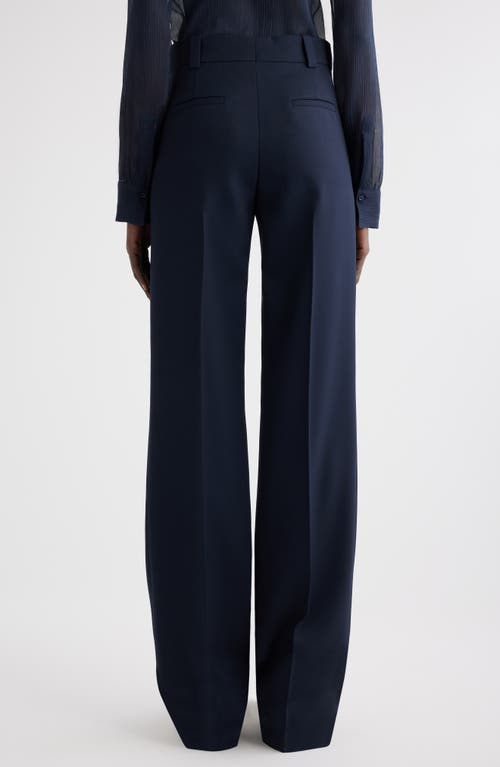 Shop Chloé High Waist Wide Leg Wool Trousers In Eclipse Blue