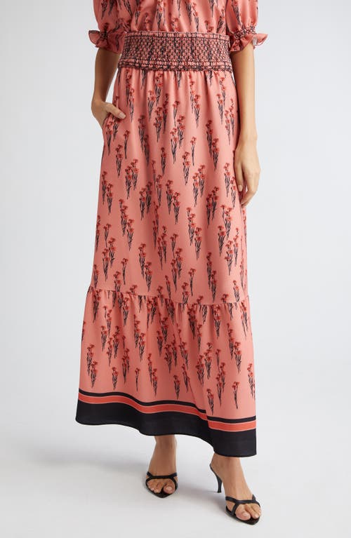 Amalia Tiered Crepe Maxi Skirt in Flying Carnations