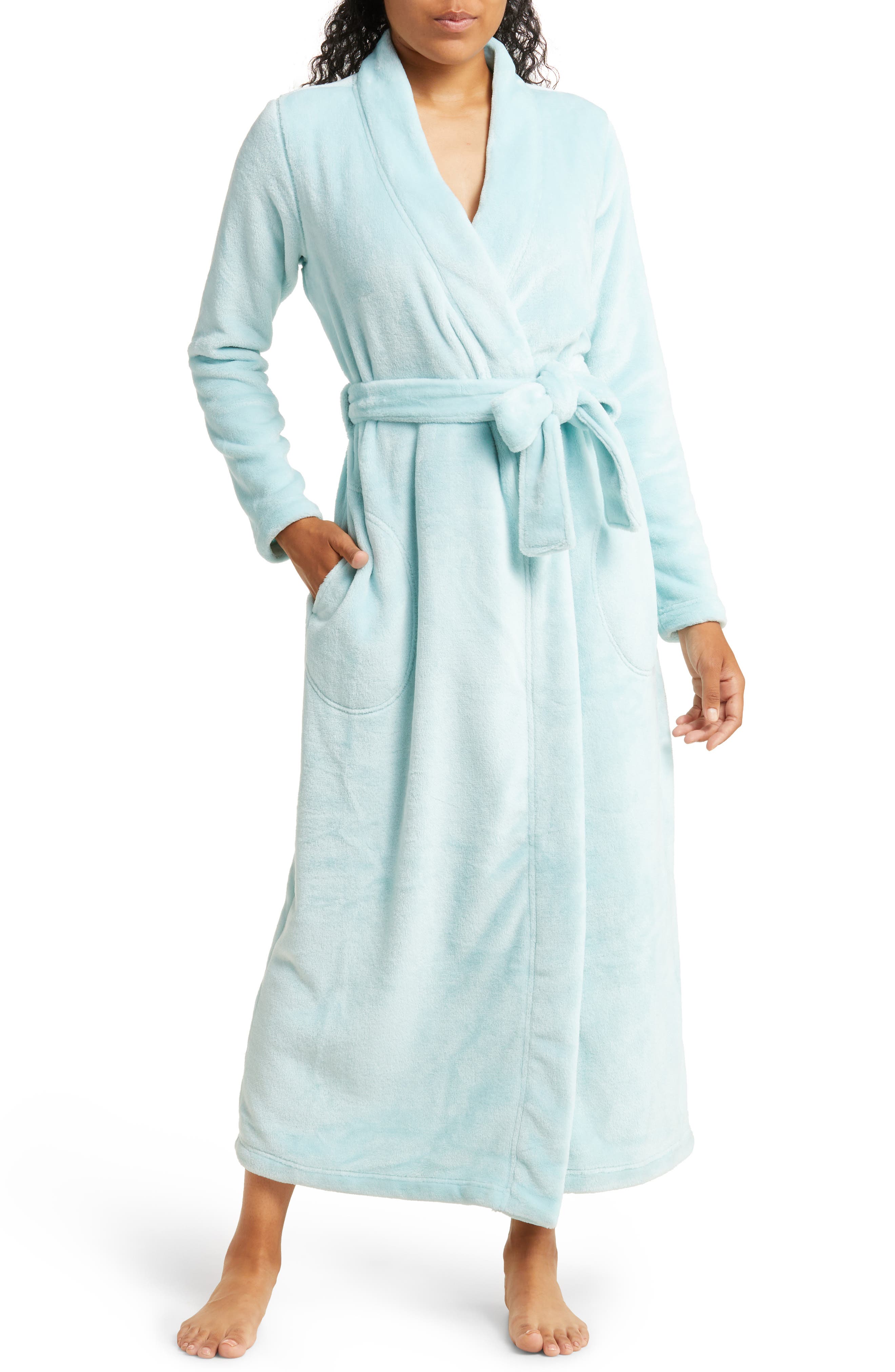 robe dresses and bathrobes Womens Clothing Nightwear and sleepwear Robes Blue Amazon Essentials Knit Robe in Pale Blue 
