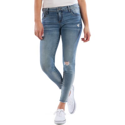 Kut From The Kloth Connie Ripped Raw Hem Ankle Skinny Jeans, Blue