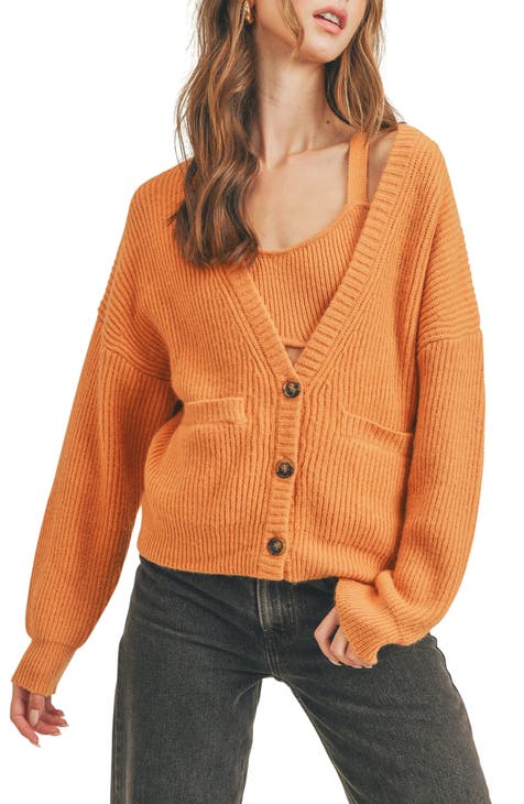 Women's Orange Cardigan Sweaters