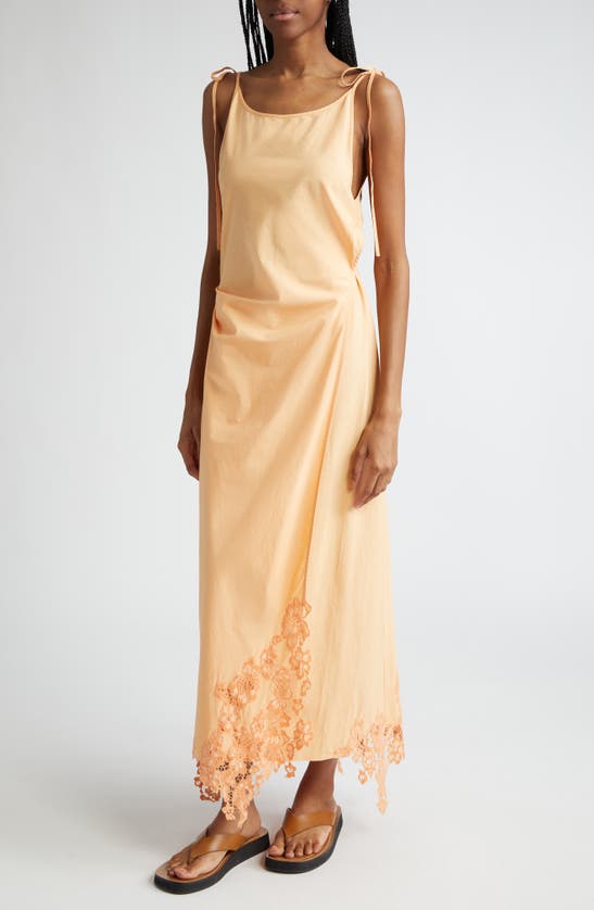 Shop Acne Studios Daya Guipure Lace Handkerchief Hem Cotton Slipdress In Pastel Orange