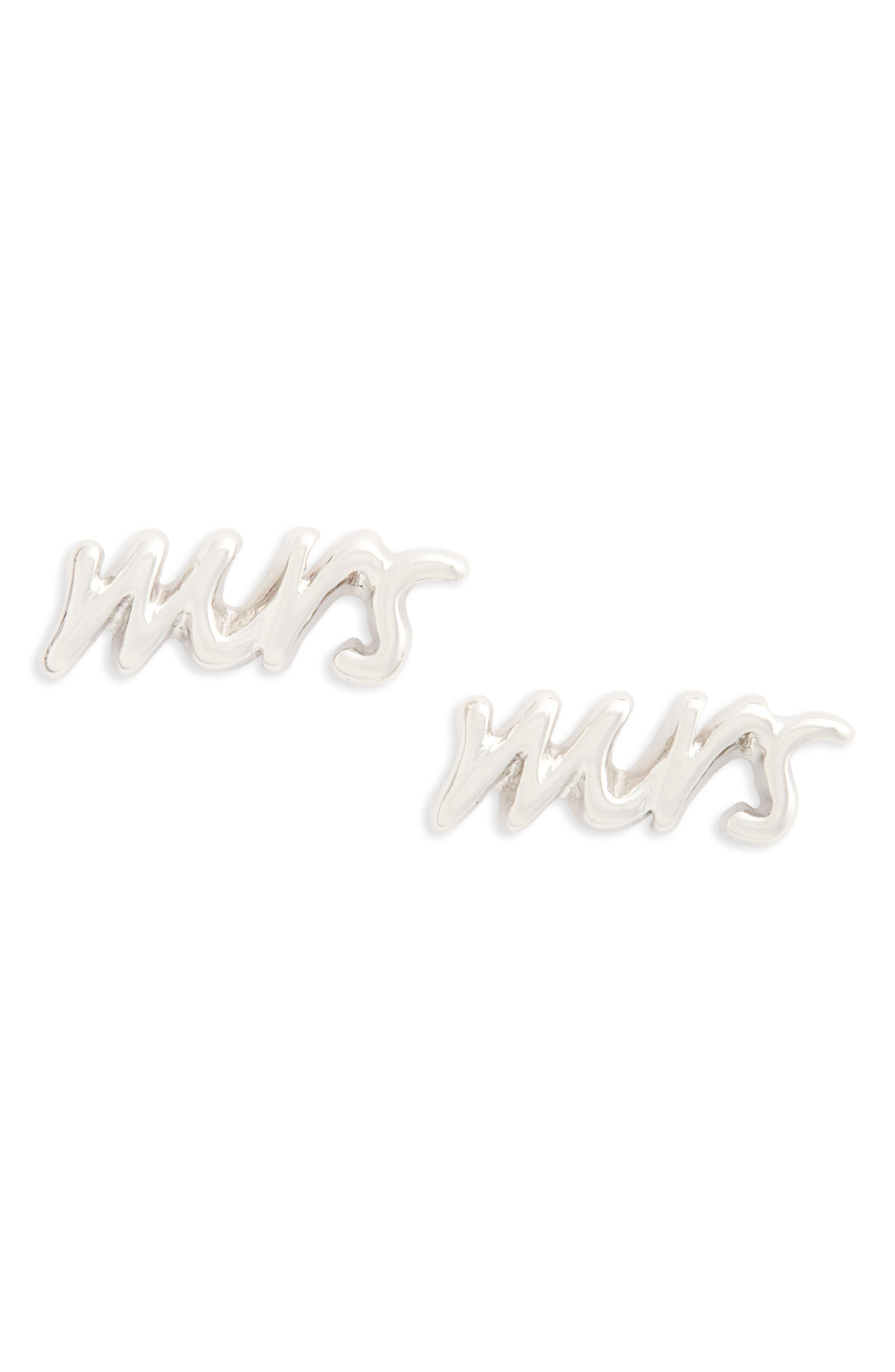 kate spade mrs earrings silver