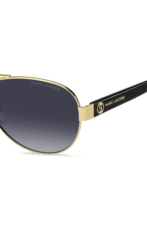 Shop Marc Jacobs 60mm Aviator Sunglasses In Gold Black/grey Shaded