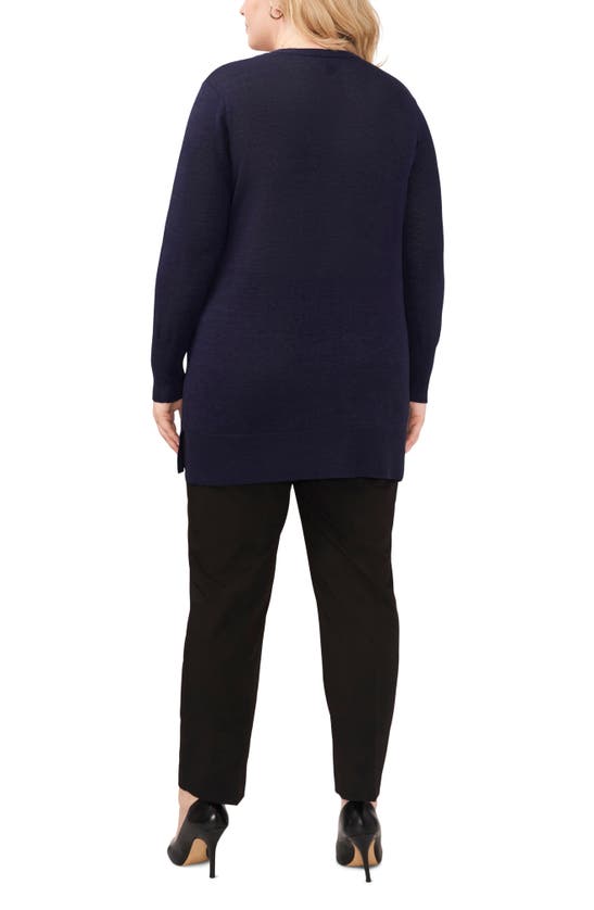 Halogen Side Slit Linen Blend Cardigan In Classic Navy