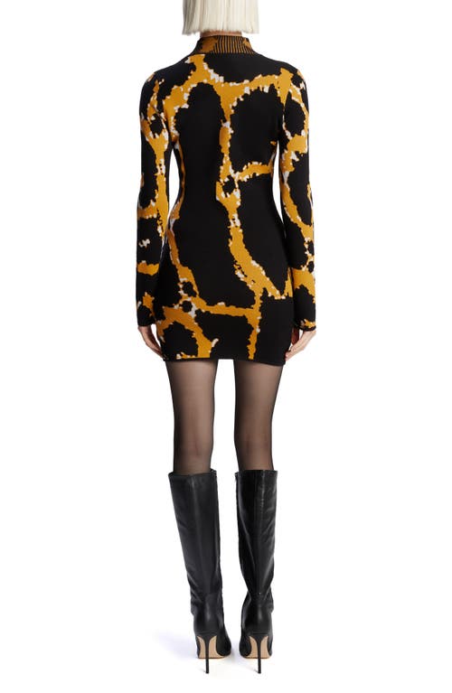 Bardot Gweneth Long Sleeve Knit Minidress In Black/leopard