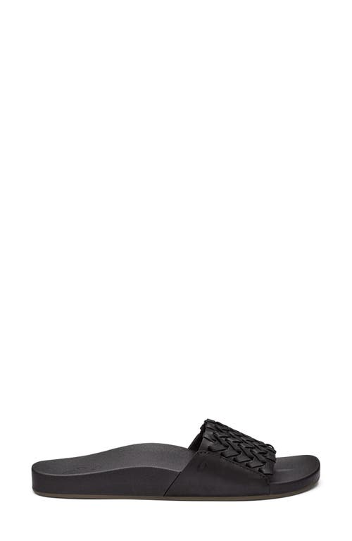 Shop Olukai Kamola Slide Sandal In Black/black