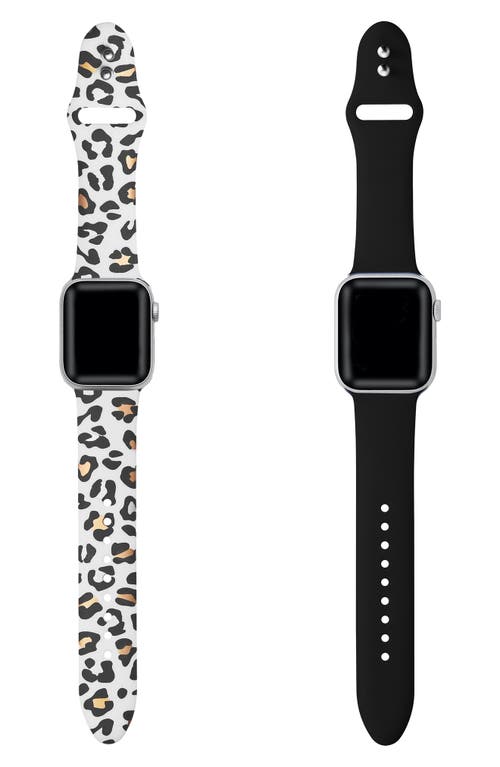 Shop The Posh Tech Assorted 2-pack Silicone Apple Watch® Watchbands In White Cheetah/black