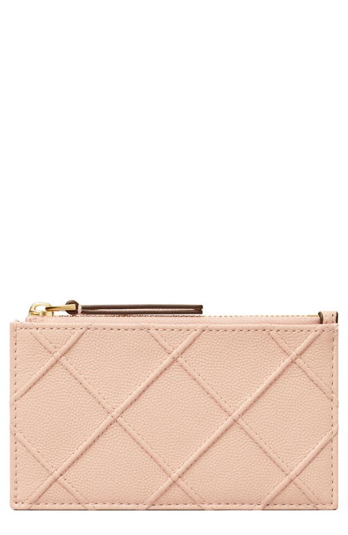 Tory Burch Fleming Soft Caviar Leather Zip Card Case in Pink Dawn at Nordstrom
