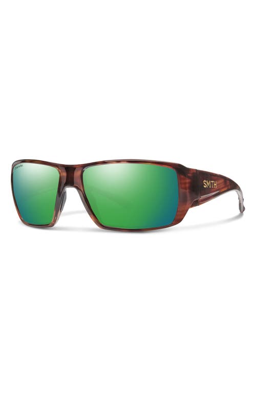 Smith Guides Choice Xl 63mm Chromapop™ Polarized Oversize Square Sunglasses In Tortoise/glass Green Mirror