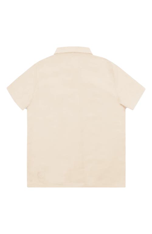 Shop Tier Nyc Tier Stacey Short Sleeve Button-up Shirt In Light Beige