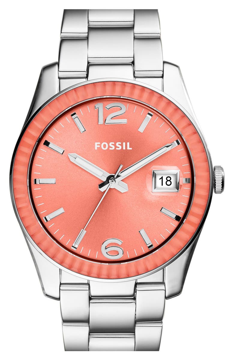 Fossil 'Perfect Boyfriend' Mirrored Bezel Color Dial Bracelet Watch ...