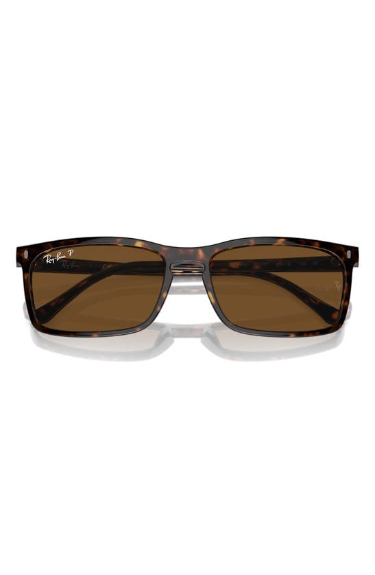 Shop Ray Ban Ray-ban 56mm Polarized Rectangular Sunglasses In Havana