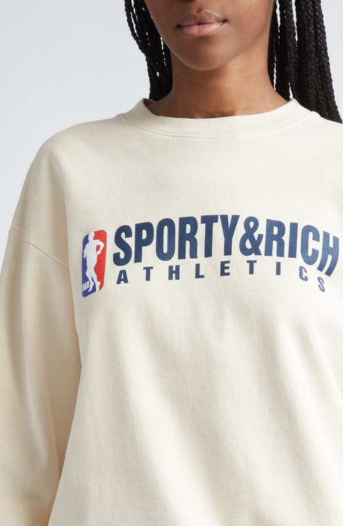 Shop Sporty And Rich Sporty & Rich Team Logo Cotton Graphic Sweatshirt In Cream