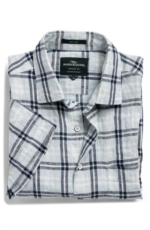 Rodd & Gunn Harwich Plaid Short Sleeve Linen Button-up Shirt In Chambray